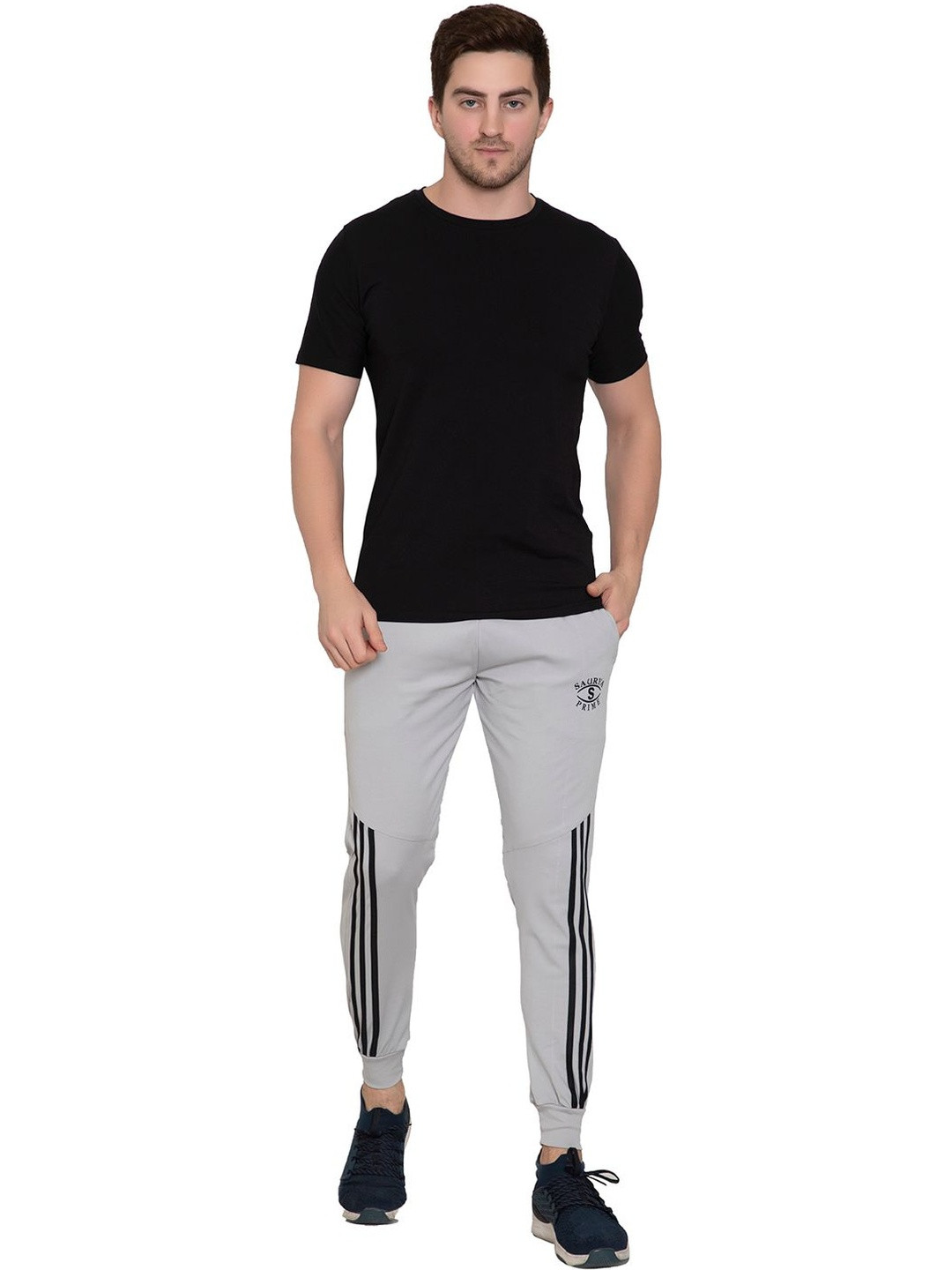 9LKHA Men Printed Cotton Mid Rise Joggers