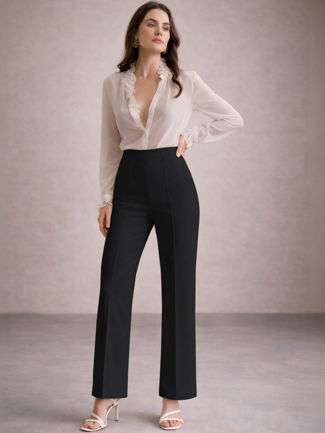 JAMES&GEORGE Women Relaxed Easy Wash Trousers