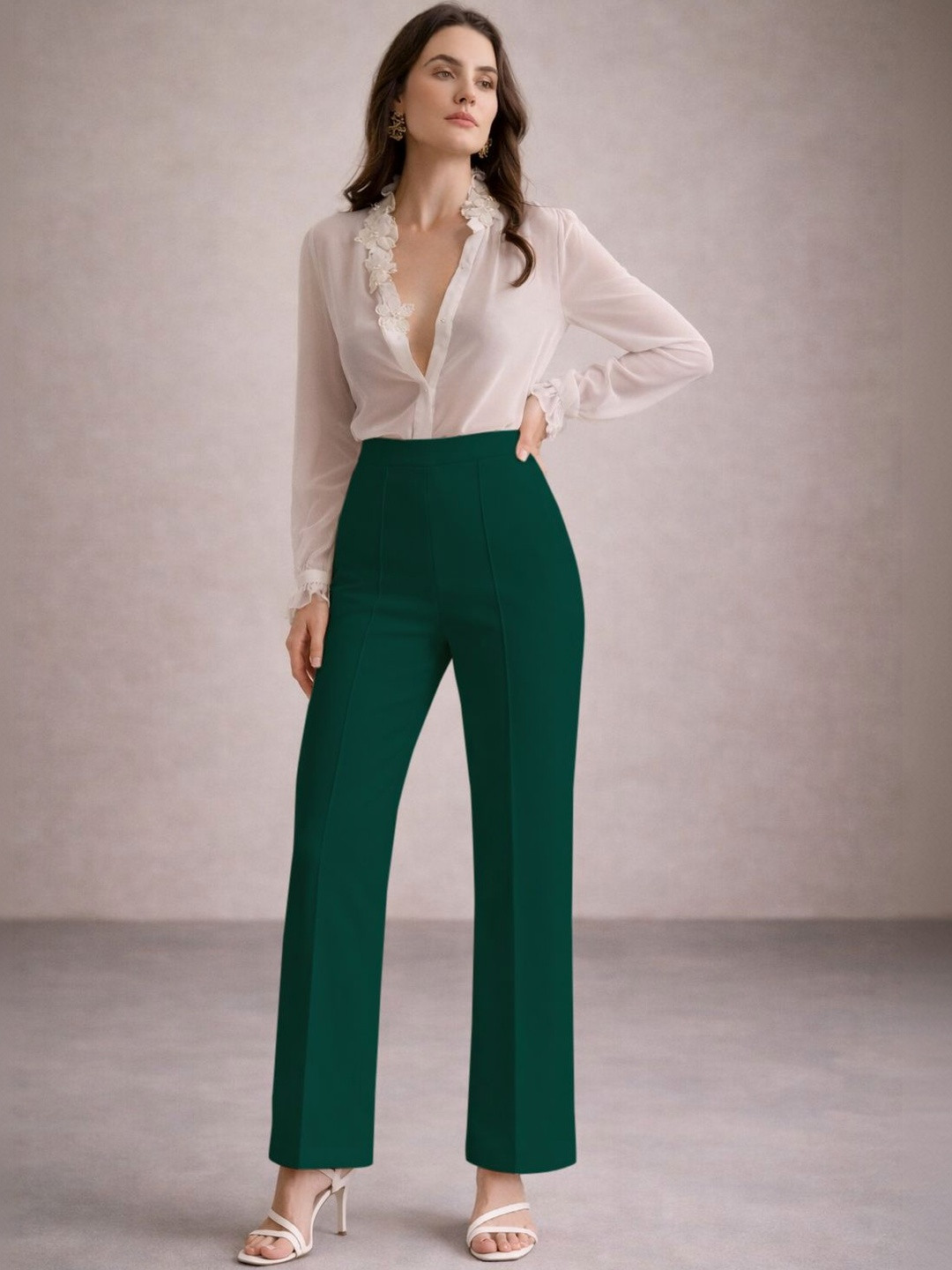 JAMES&GEORGE Women Relaxed Easy Wash Trousers