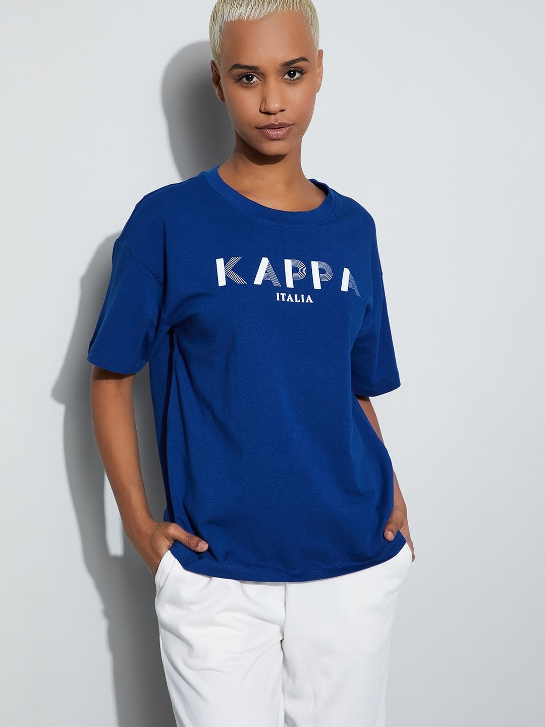 Kappa Women Brand Logo Printed Drop-Shoulder Sleeves T-shirt