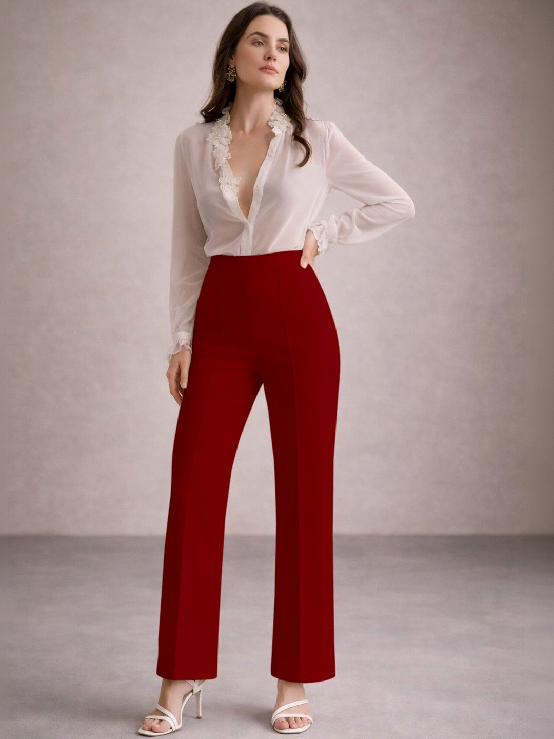 JAMES&GEORGE Women Relaxed Easy Wash Trousers
