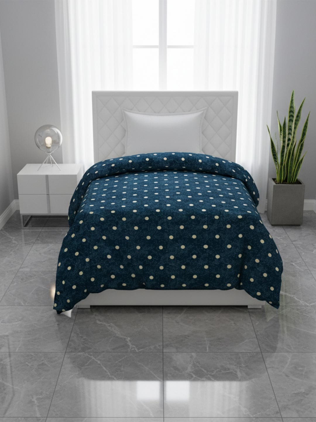 Bromwick Blue & Off White Dot Printed Cotton Single Duvet Cover