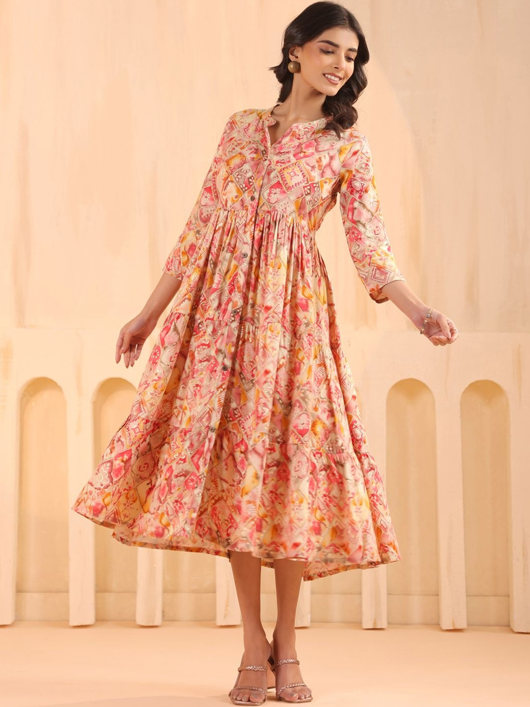 Larqi Print A-Line Midi Dress