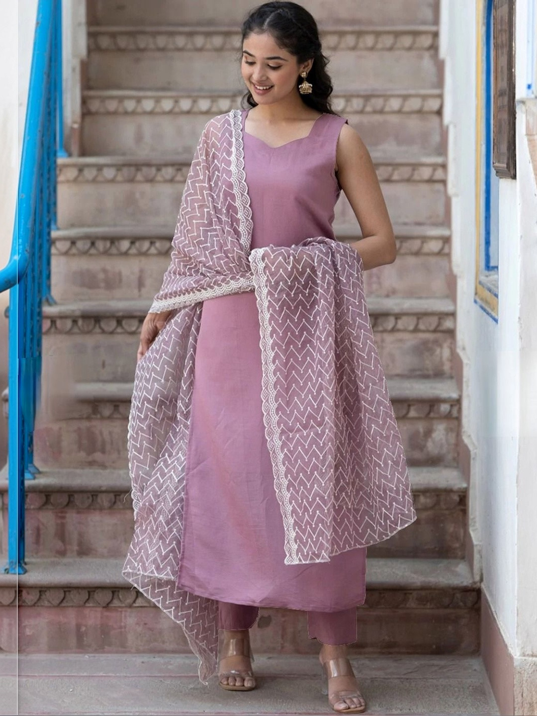 NIRYA Women Regular Kurta with Trousers & With Dupatta