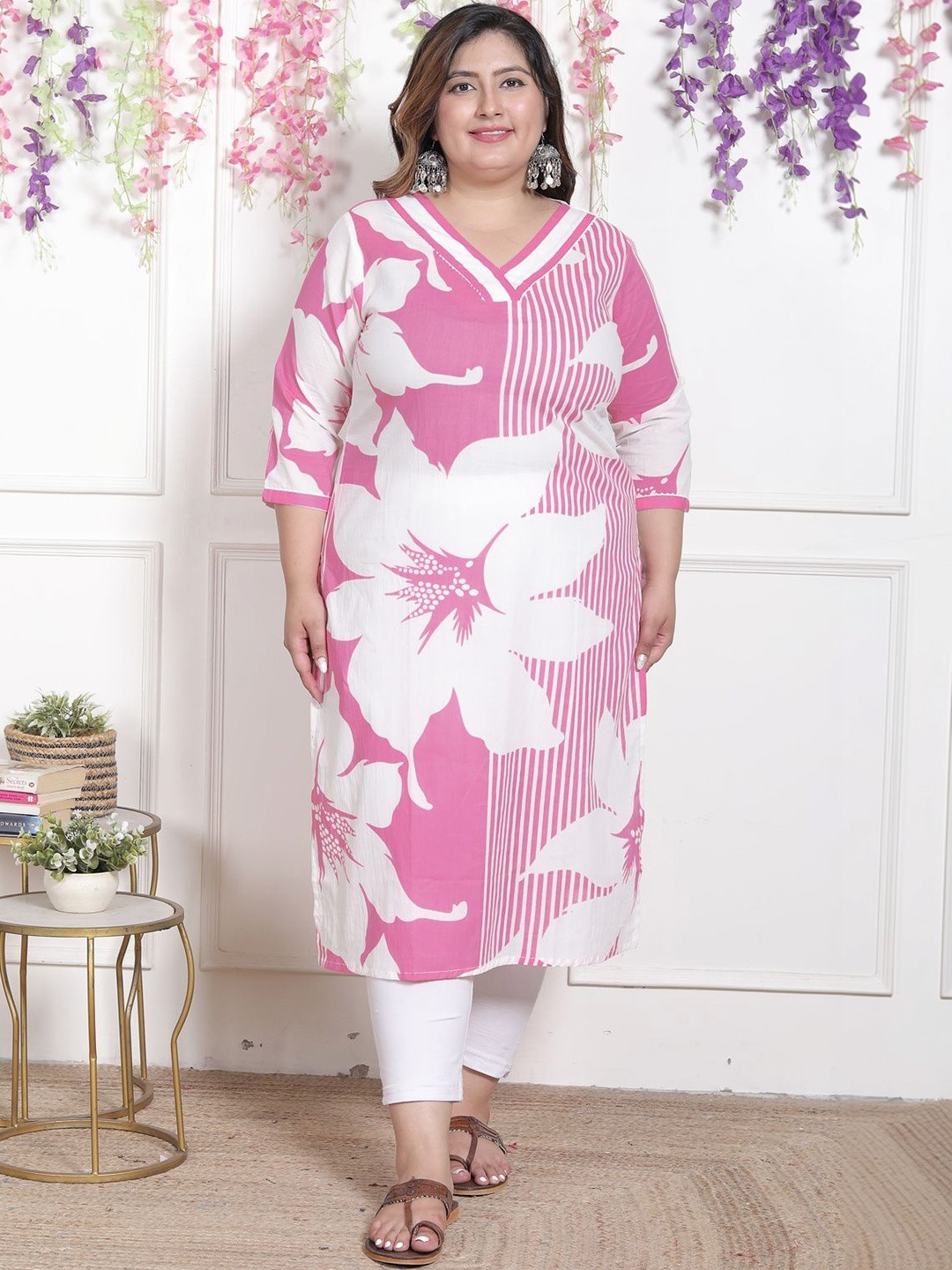AKRITIK Women Floral Printed Block Print Kurta