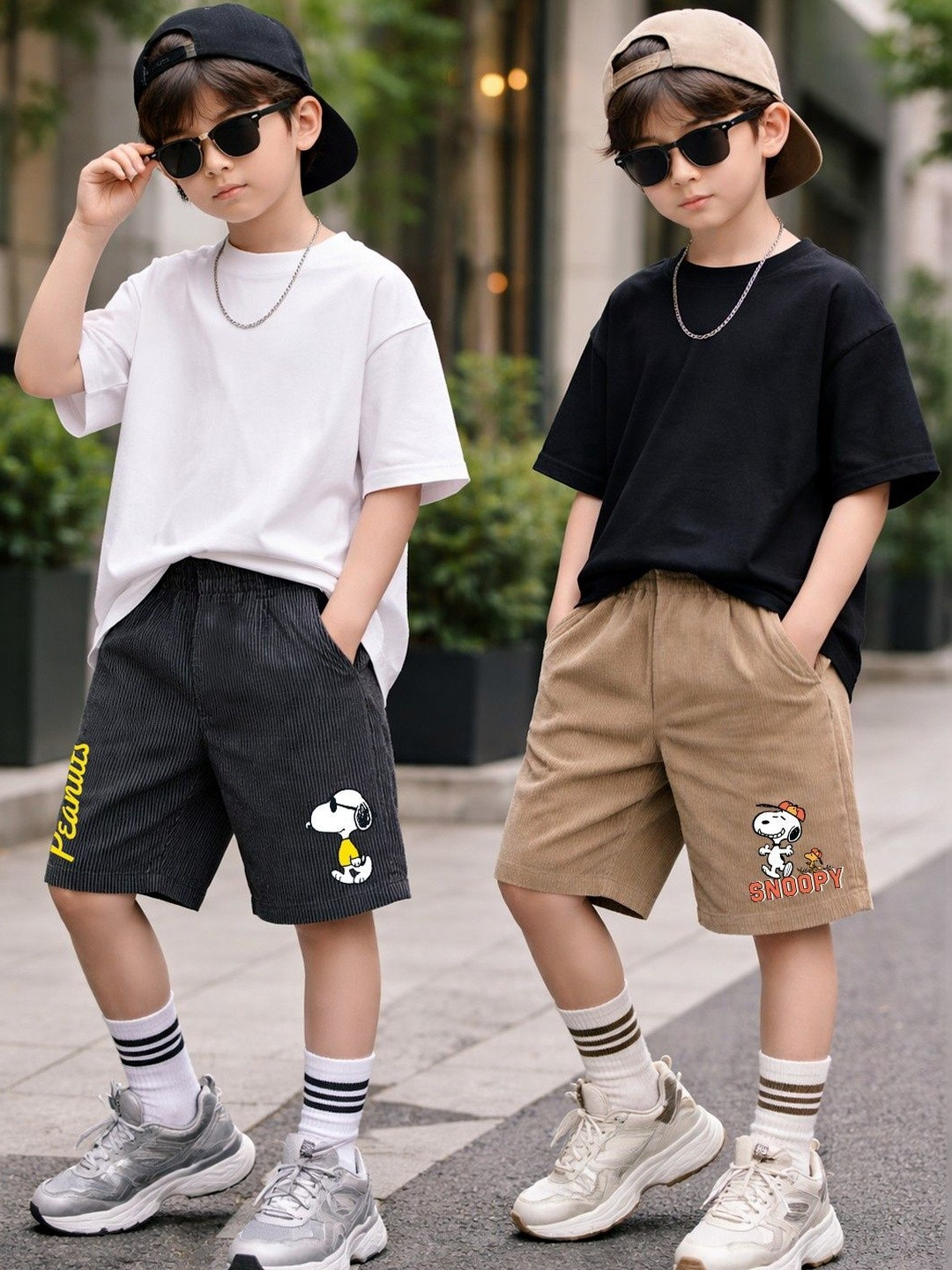 YK X Minute Mirth Boys Pack of 2 Peanuts Printed Shorts