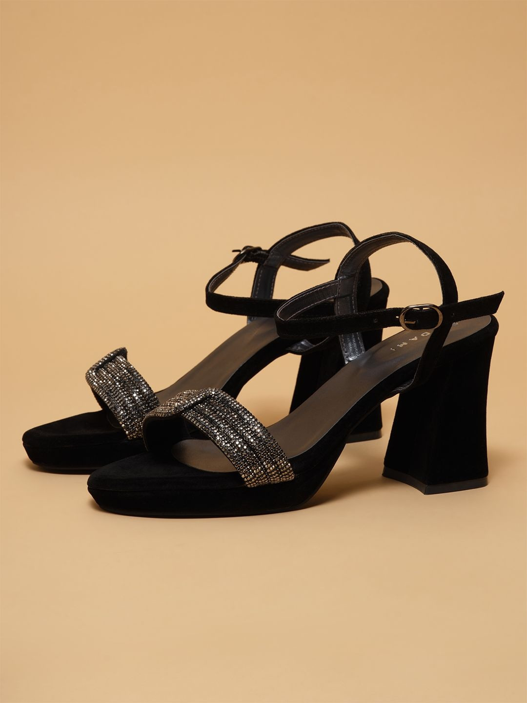 ERIDANI Embellished Party Block Sandals