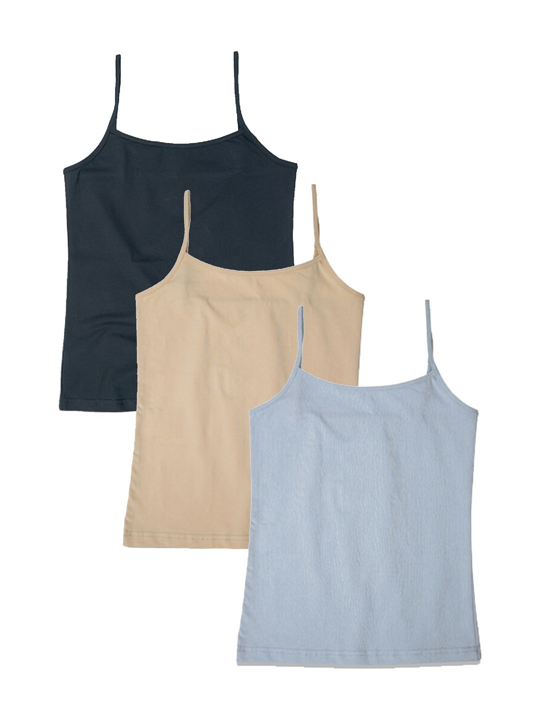 BRAAFEE Girls Pack of 3 Cotton Non Padded Camisoles