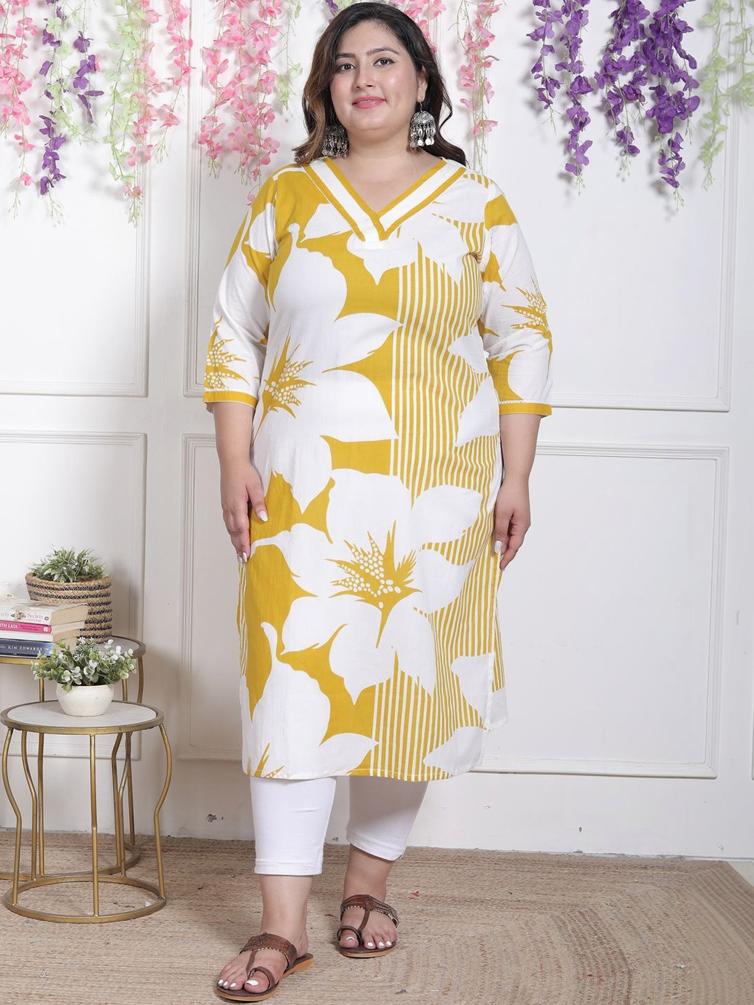 AKRITIK Women Floral Printed Block Print Kurta