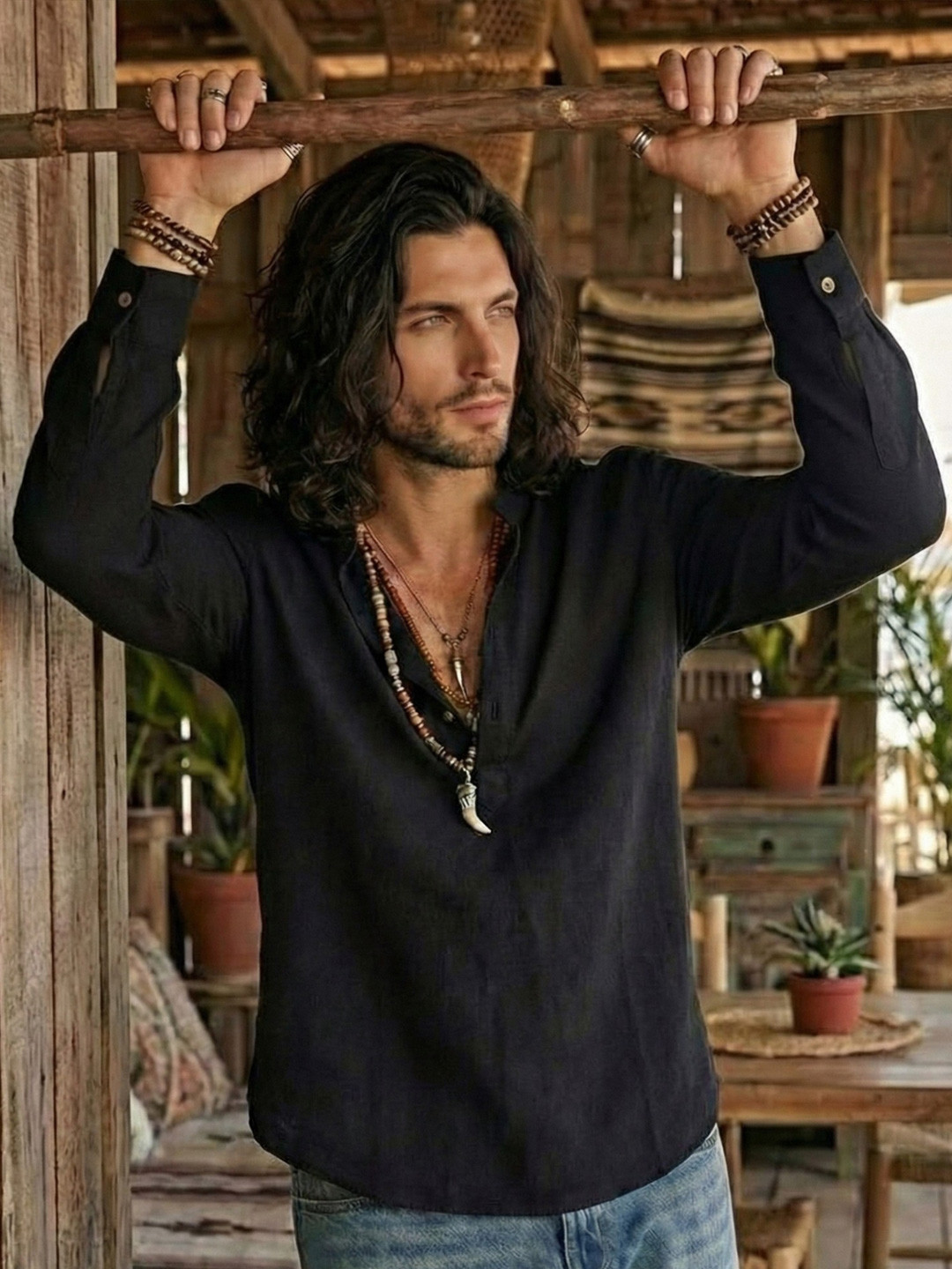 Boholyfe Griffin Night Organic Cotton Long Sleeves Relaxed Fit Shirt