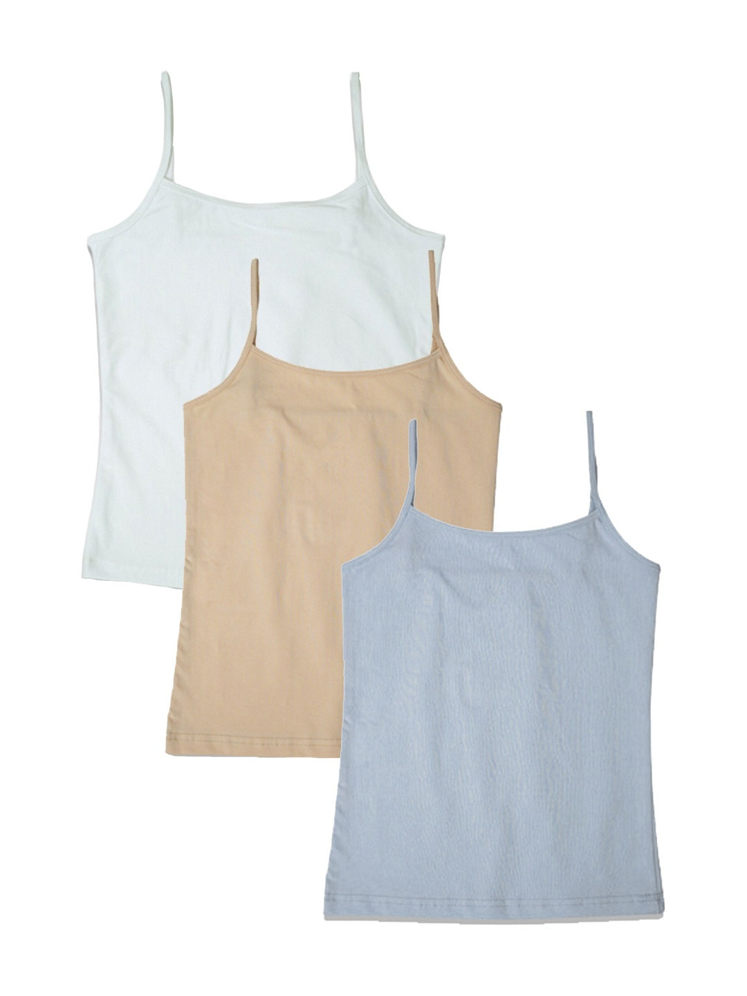 BRAAFEE Girls Pack of 3 Cotton Non Padded Camisoles