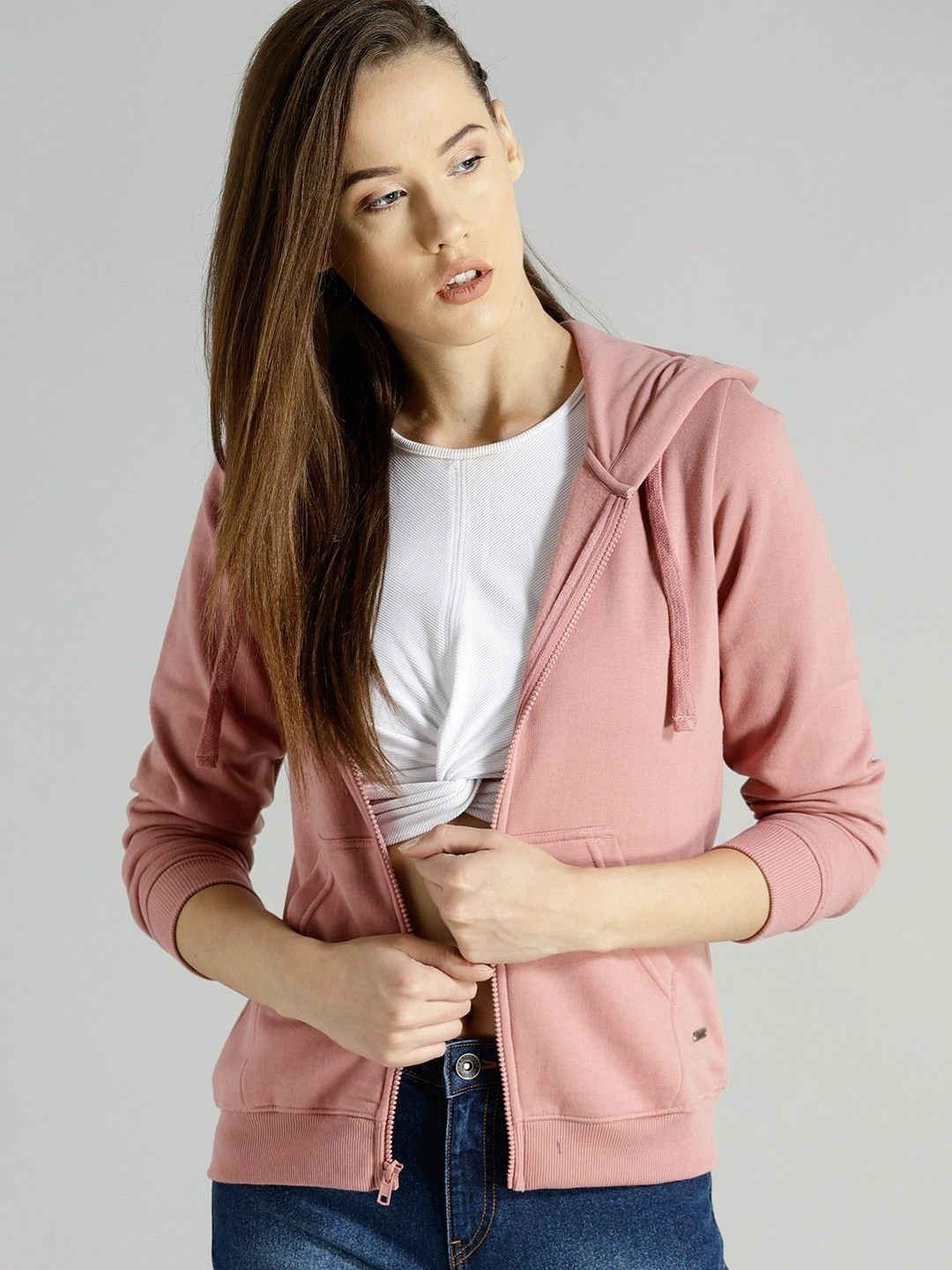 The Roadster Lifestyle Co Fleece Hood Regular Front-Open Sweatshirts