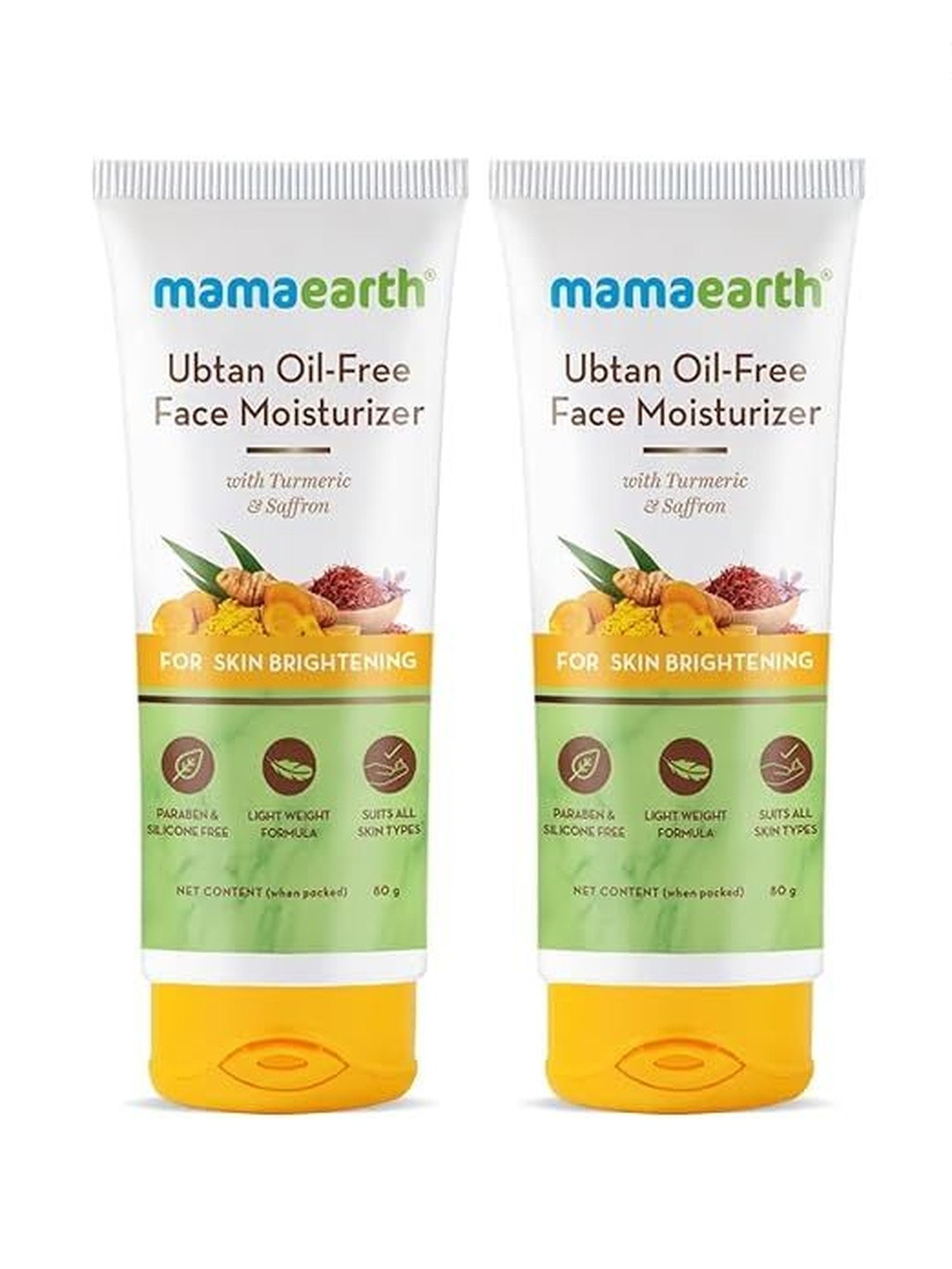 Mamaearth Set Of 2 Ubtan Oil-Free Face Moisturizer With Turmeric & Saffron - 80 g Each
