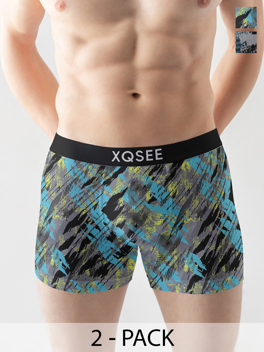 XQSEE Men Pack Of 2 Printed Mid -Rise Short Trunk