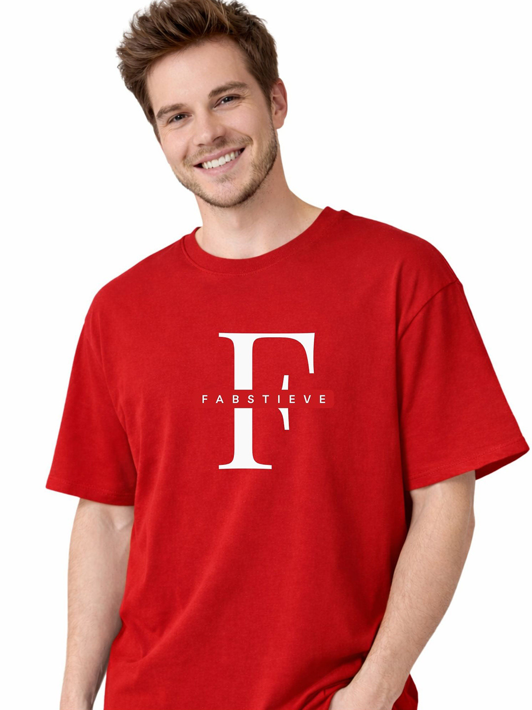 Fashnobic Men Brand Logo Printed Dri-FIT T-shirt