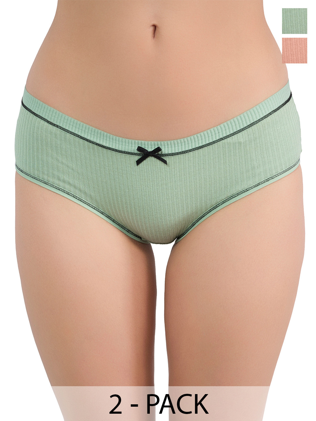 Moda Rapido Pack of 2 Cotton Low-Rise Hipster Briefs