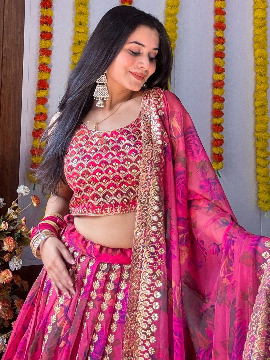 Zeel Clothing Embroidered Semi-Stitched Lehenga & Blouse With Dupatta