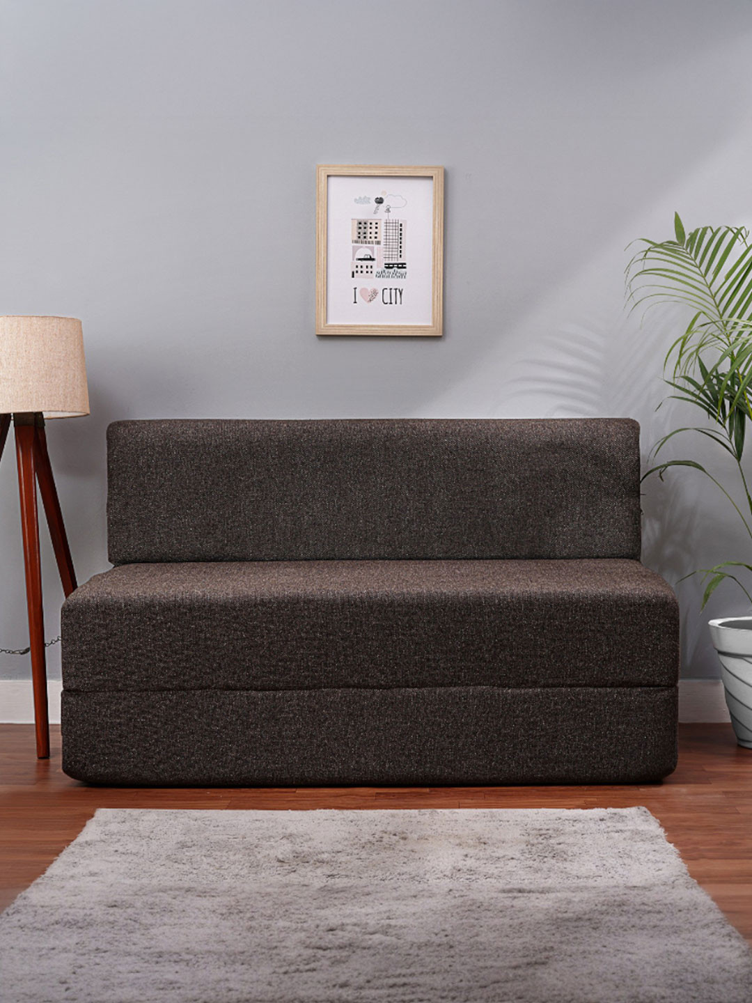 Solis Primus Comfortable Two Seater Brown Foam Fold Out Sofa-Bed