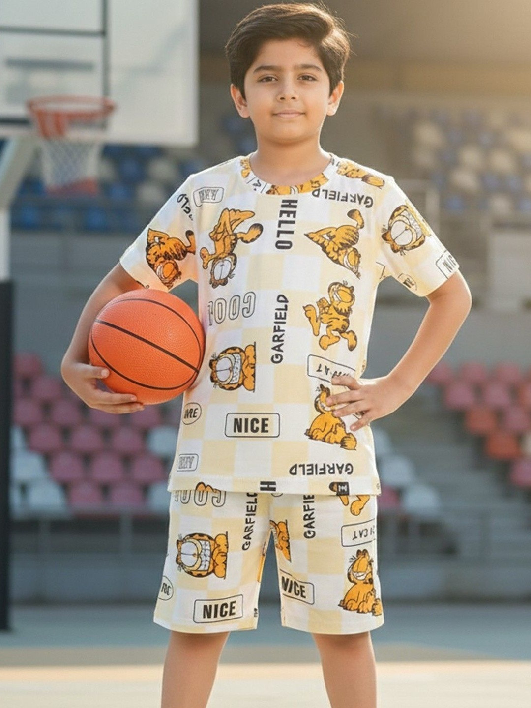 YK X Minute Mirth Boys Printed T-shirt with Shorts