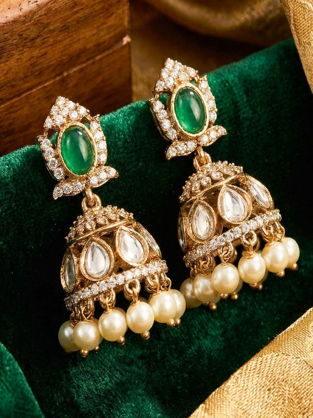 BlingNation Geometric Jhumkas Earrings