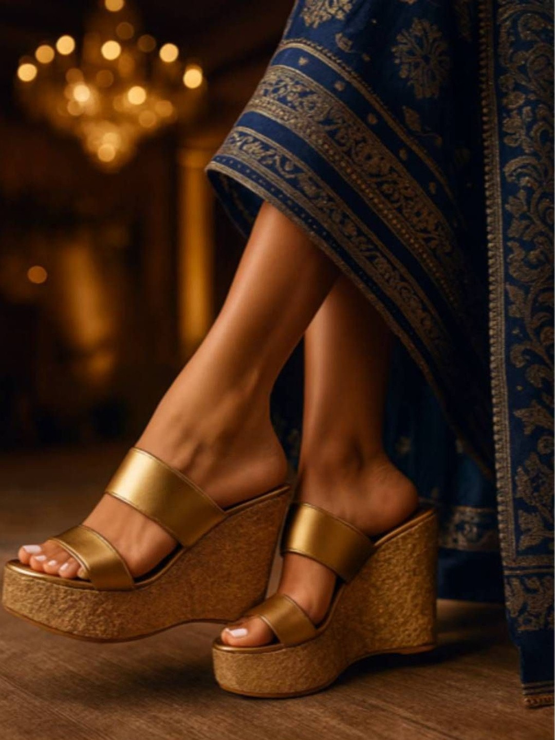 GG360 Textured Party Wedge Mules