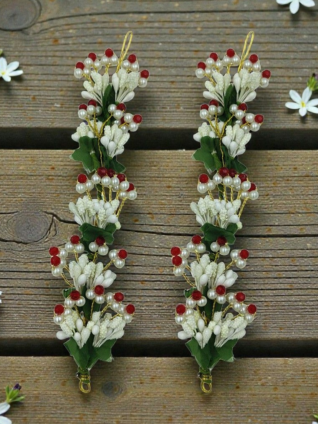 GADINFASHION Set of 2 Embellished Beaded Flower Gajras Hair Accessory
