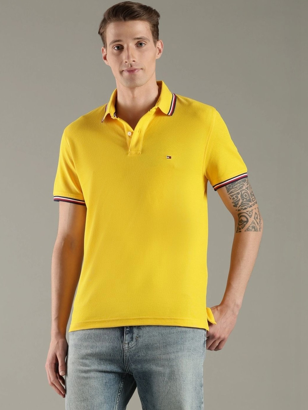 Tommy Hilfiger Men Brand Logo Polo Collar T-shirt
