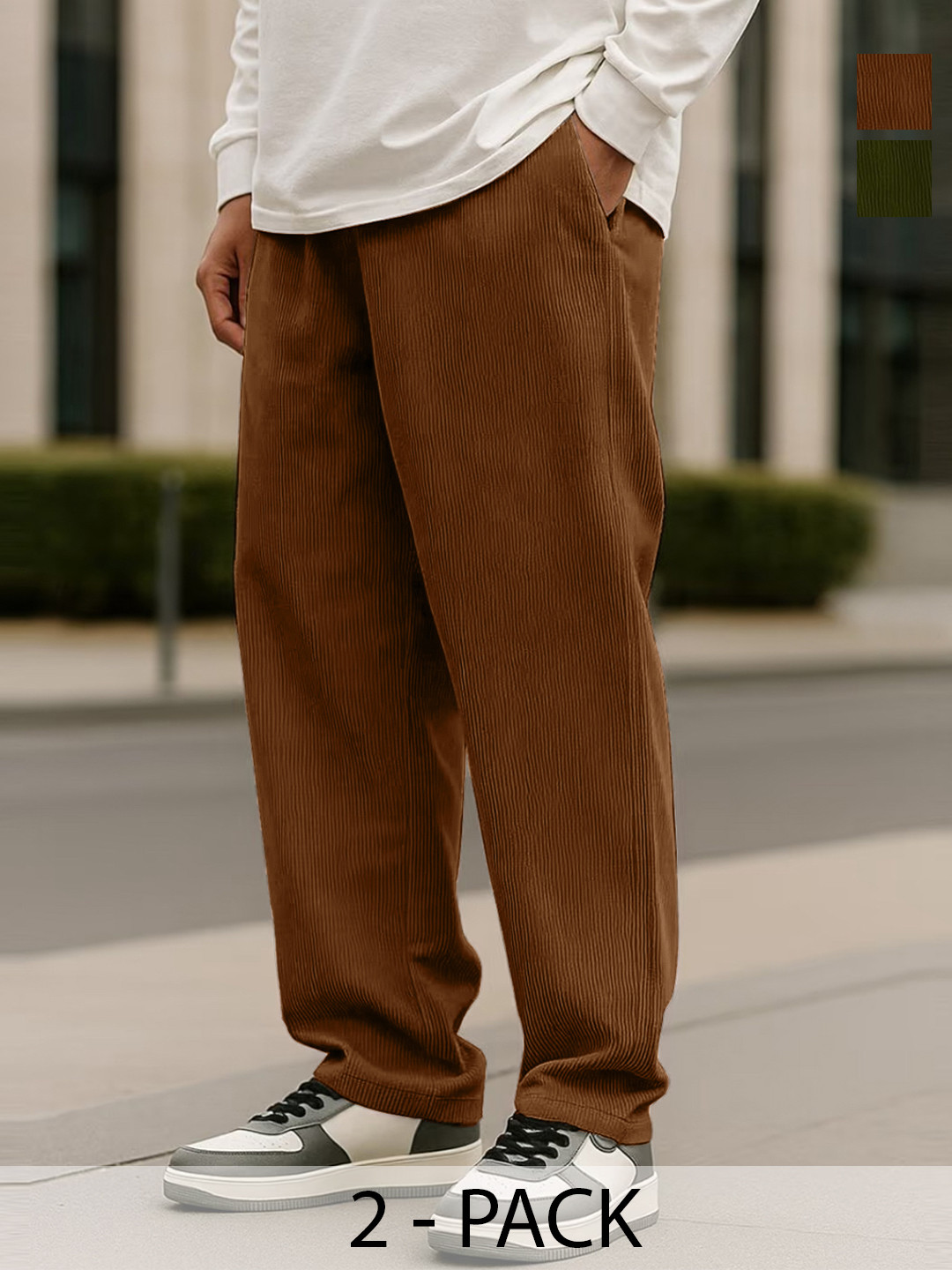 SZN Men Pack Of 2 Solid Textured Lounge Pants Casual Comfort Trousers