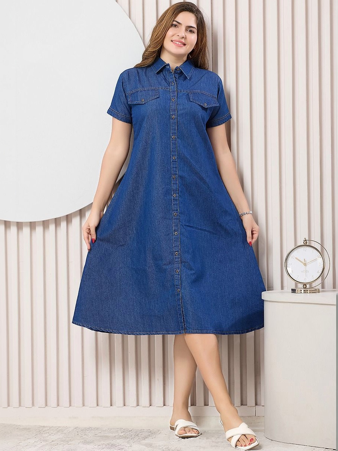 EASY MOM Denim A-Line Dress