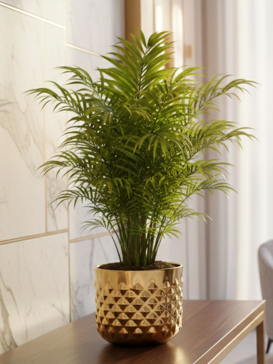 BEHOMA Gold Toned Pineapple Metal Texture Planter Without Plant
