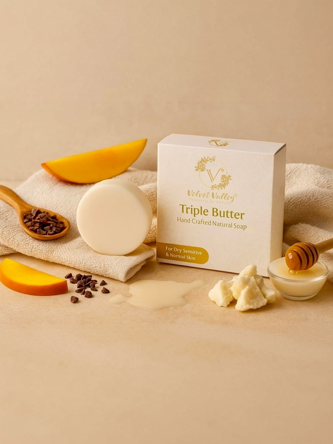 VELVET VALLEY Set Of 3 Triple Butter Ultra Moisturizing Soap Bar - 100 g Each