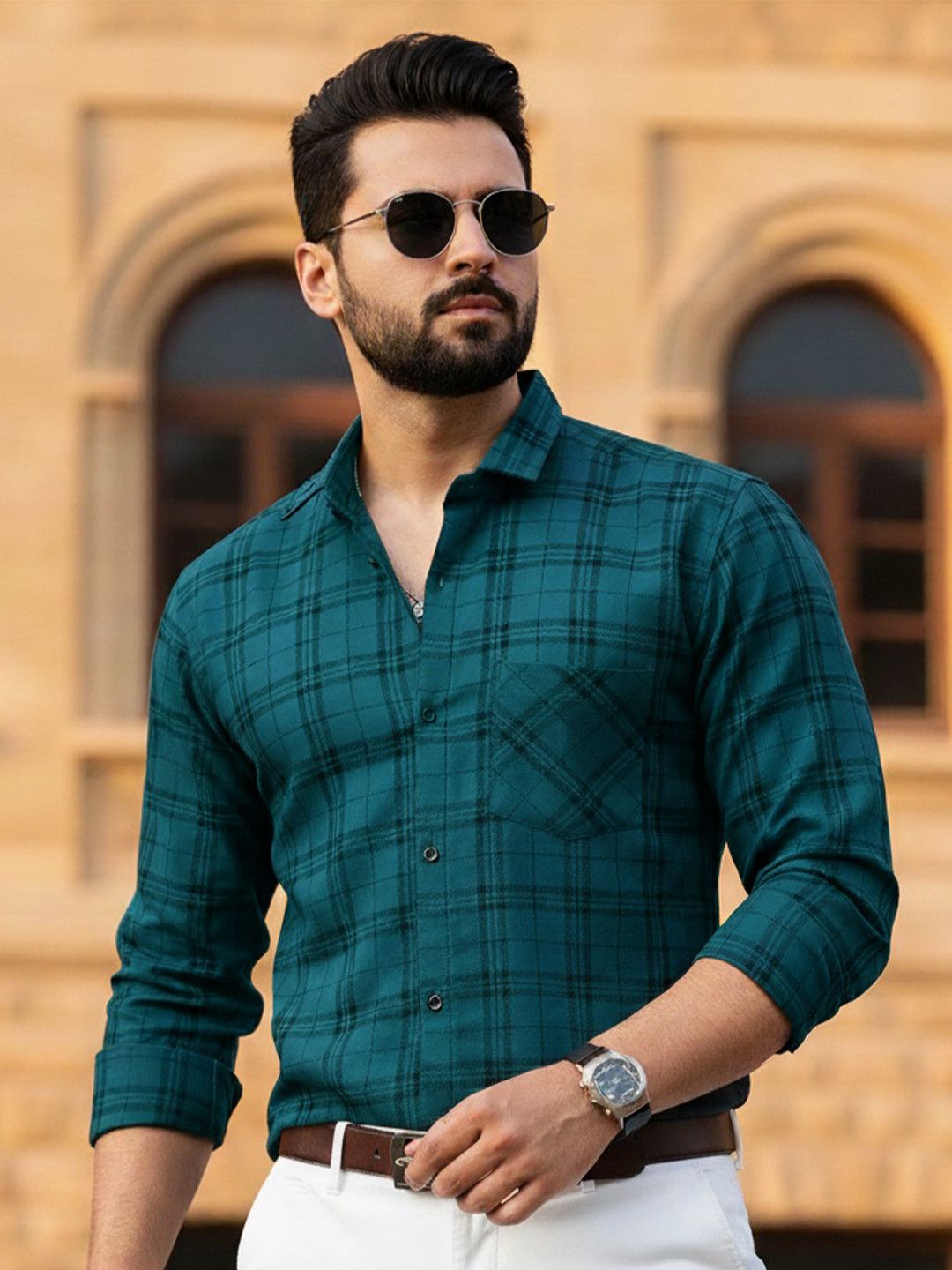 Pjyot by surhi Men Relaxed Checked Casual Shirt