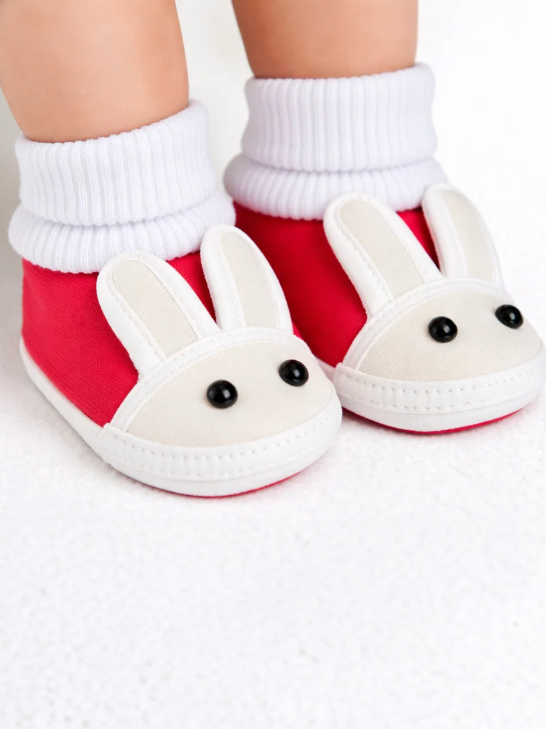 NESKA MODA Kids Unisex Pack Of 1 Pink Rabbit Face Design Slip On Casual Cotton Booties