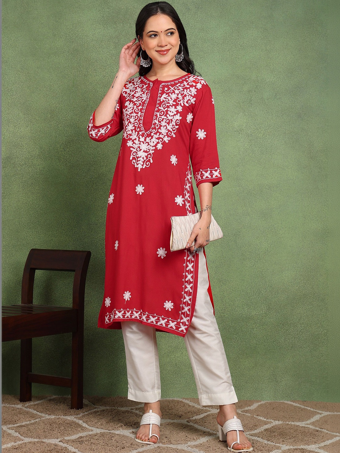 RANGAA NAWAAB Women Embroidered Indigo Kurta