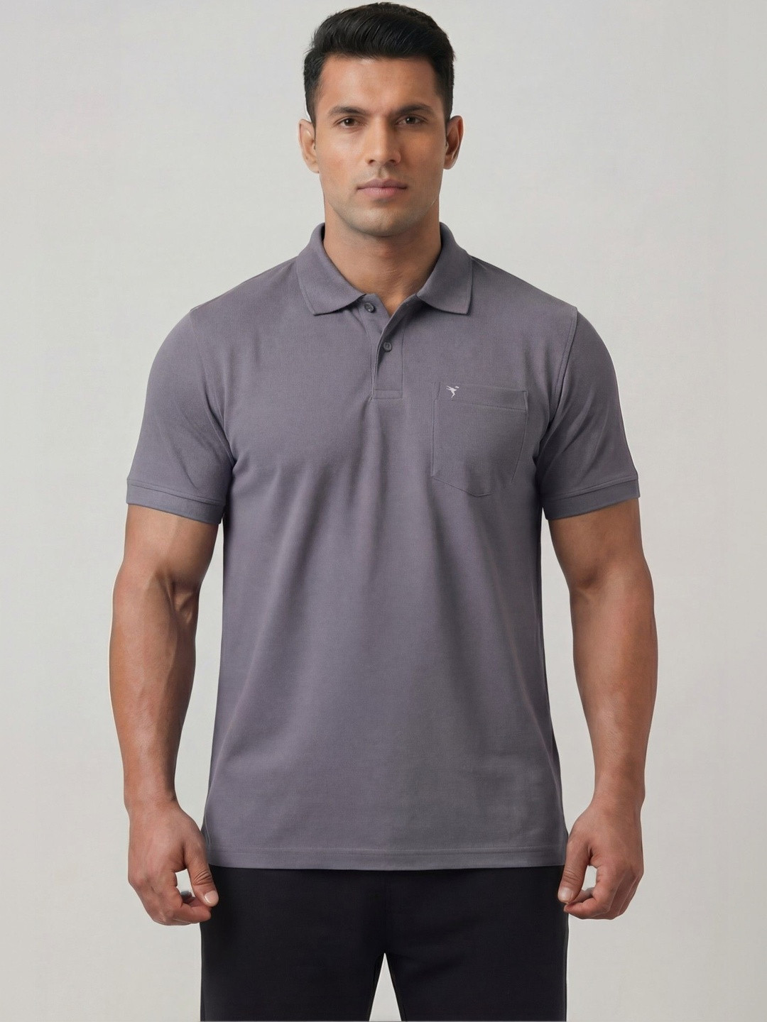 Technosport Men Polo Collar Anti Static Pockets Slim Fit T-shirt