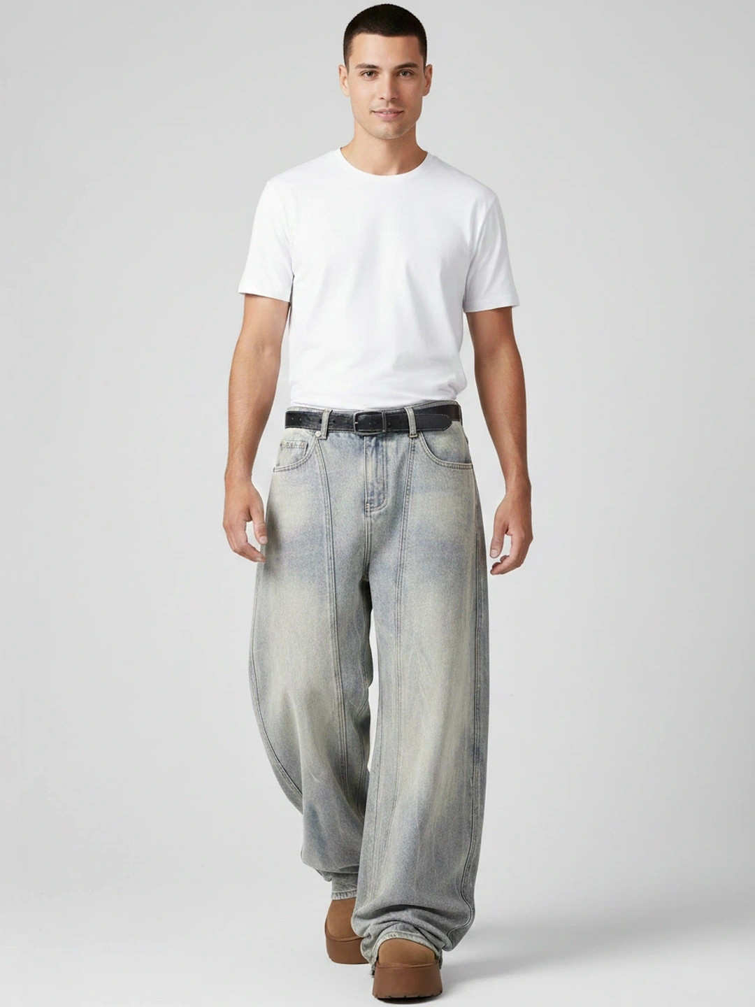 ANDREW HILL Men Baggy Fit Mid-Rise Light Shade Jeans
