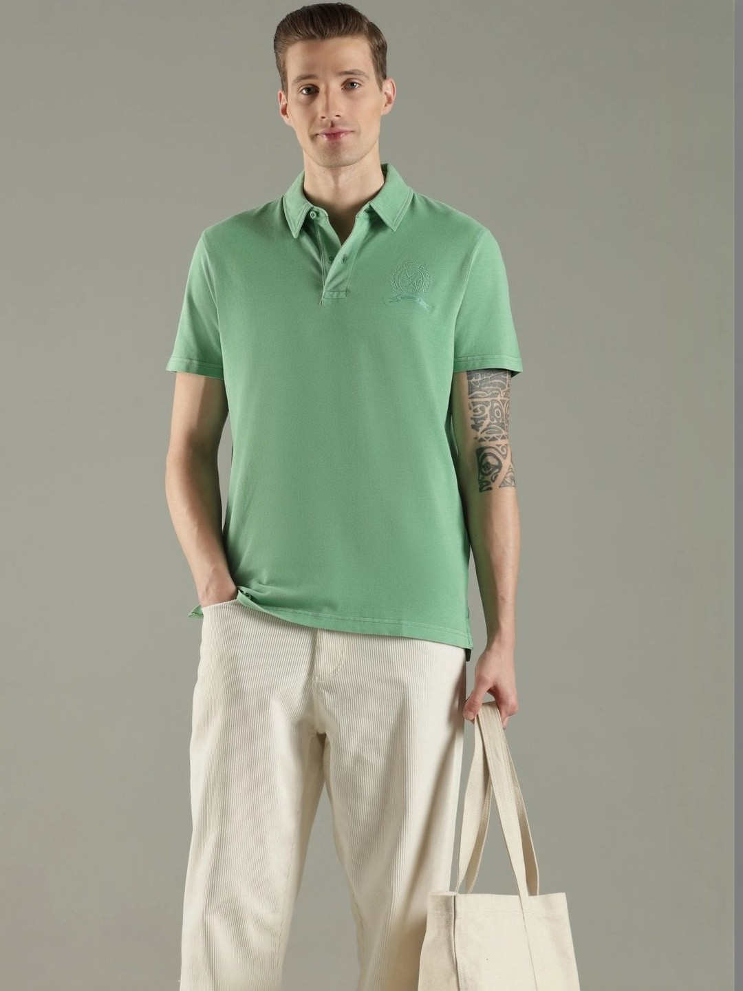 Tommy Hilfiger Men Brand Logo Polo Collar T-shirt