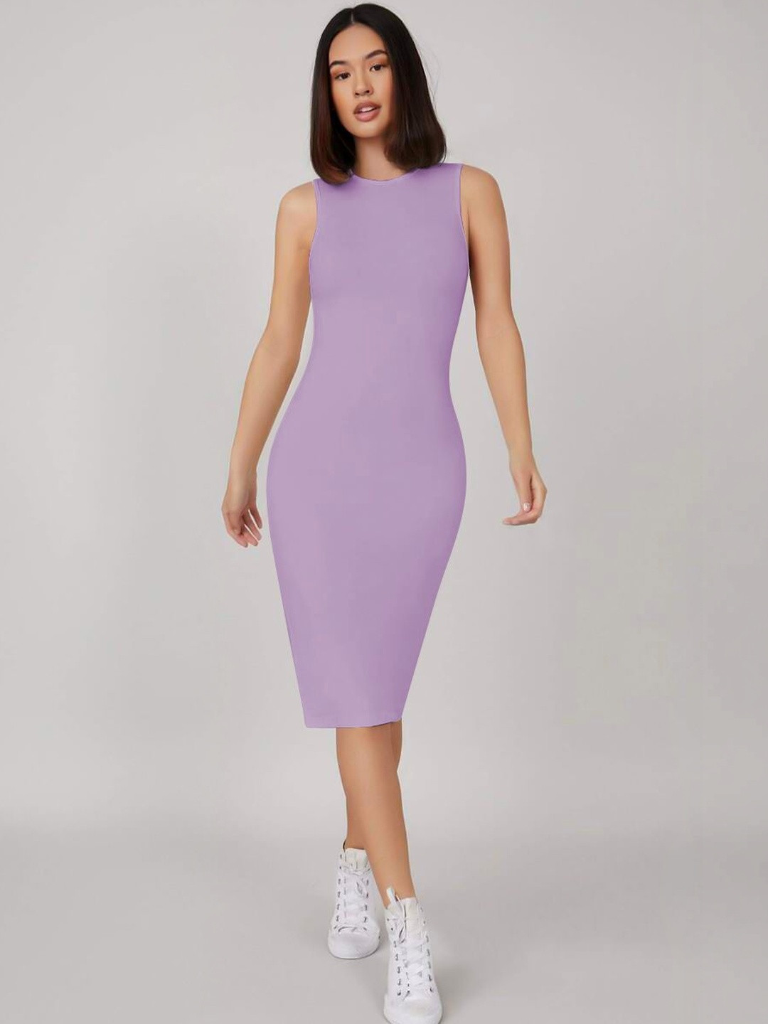 CREZYVEZY Sleeveless Back Slits Midi Bodycon