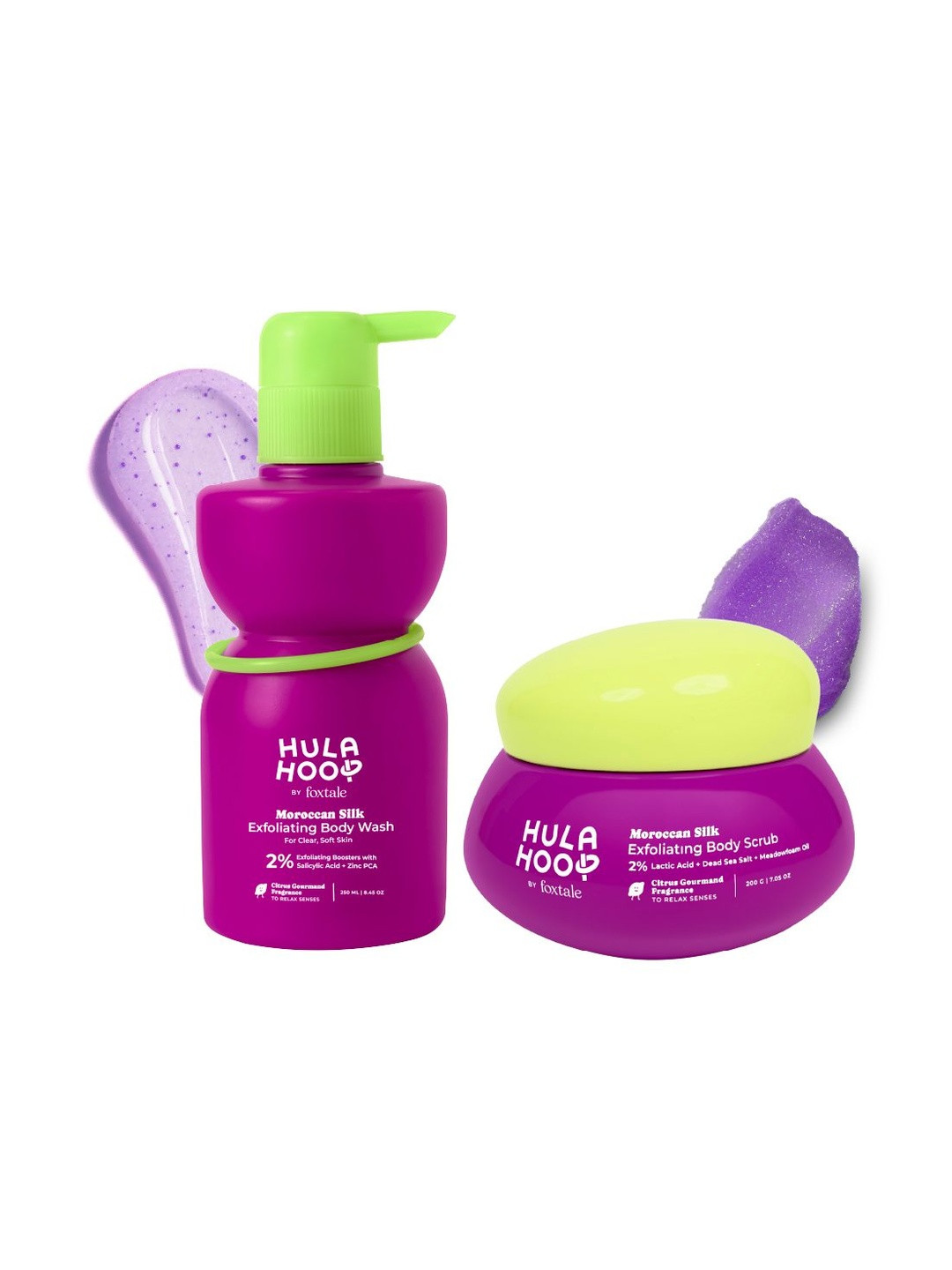 FoxTale Set Of 2 Hula Hoop Exfoliating Body Scrub-200 g & Body Wash - 250 ml