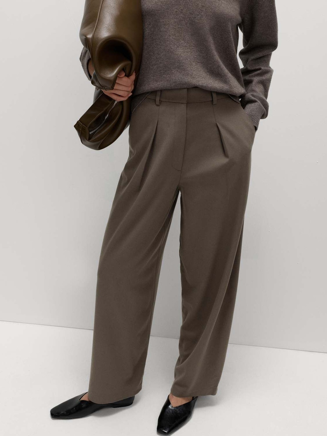Marks & Spencer Women High-Rise Pleated Trousers