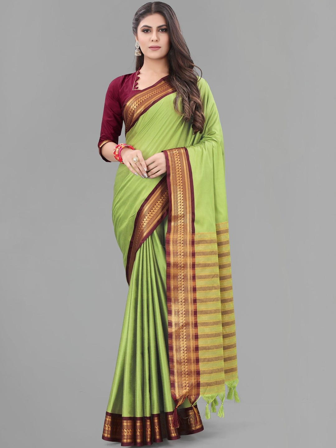 SATANI ENTERPRISE Woven Design Jute Cotton Banarasi Saree
