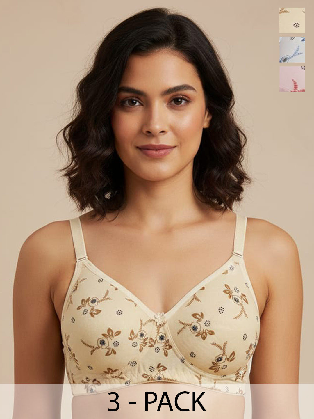 Sutjena Pack of 3 Floral Full Coverage Lightly Padded Bras