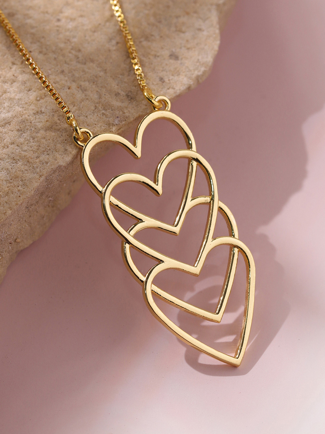 Valentine's Day Golden Cascading Hearts Necklace