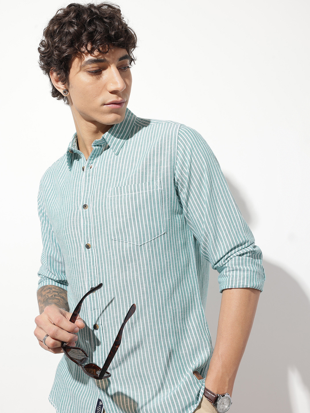 The Roadster Life Co. Vertical Striped Casual Shirt