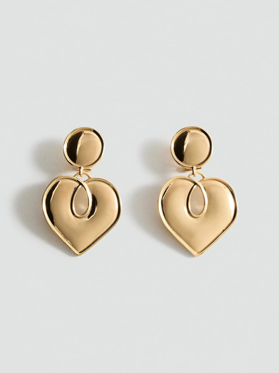 MANGO Heart Shaped Drop Earrings