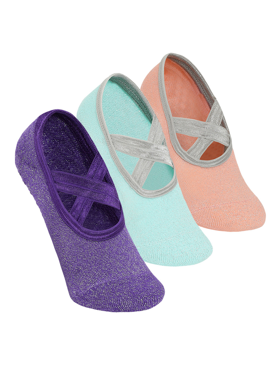 Mint & Oak Women Pack Of 3 Anti-Odour Yoga Socks
