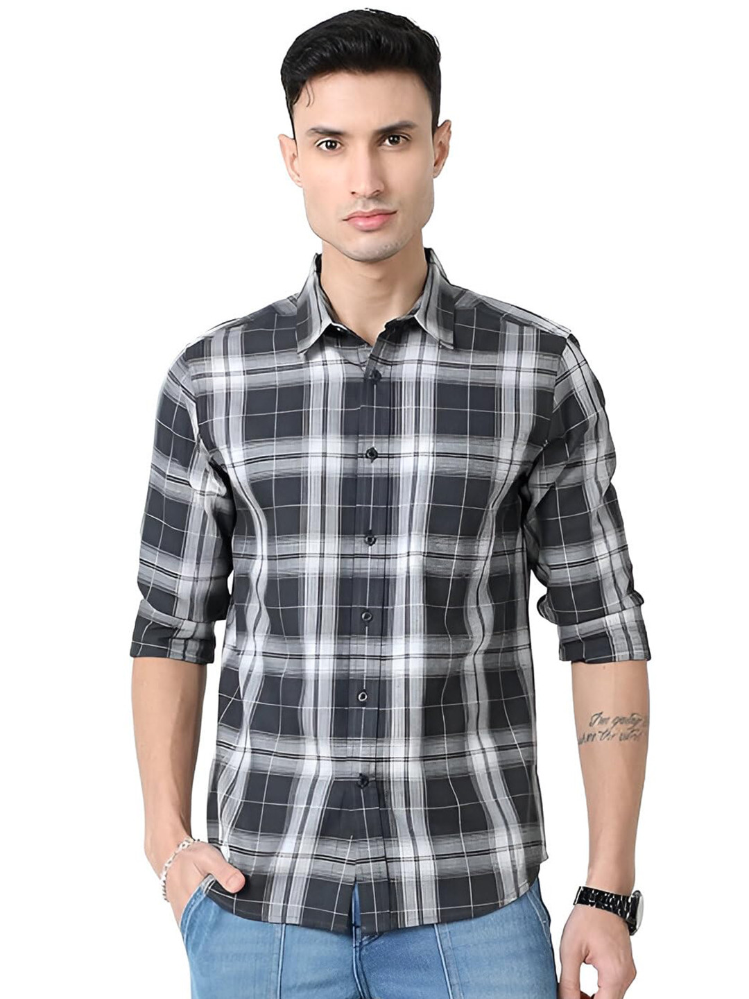 GLORYBOYZ Men's Full Sleeve Checkered Casual Cotton Shirt