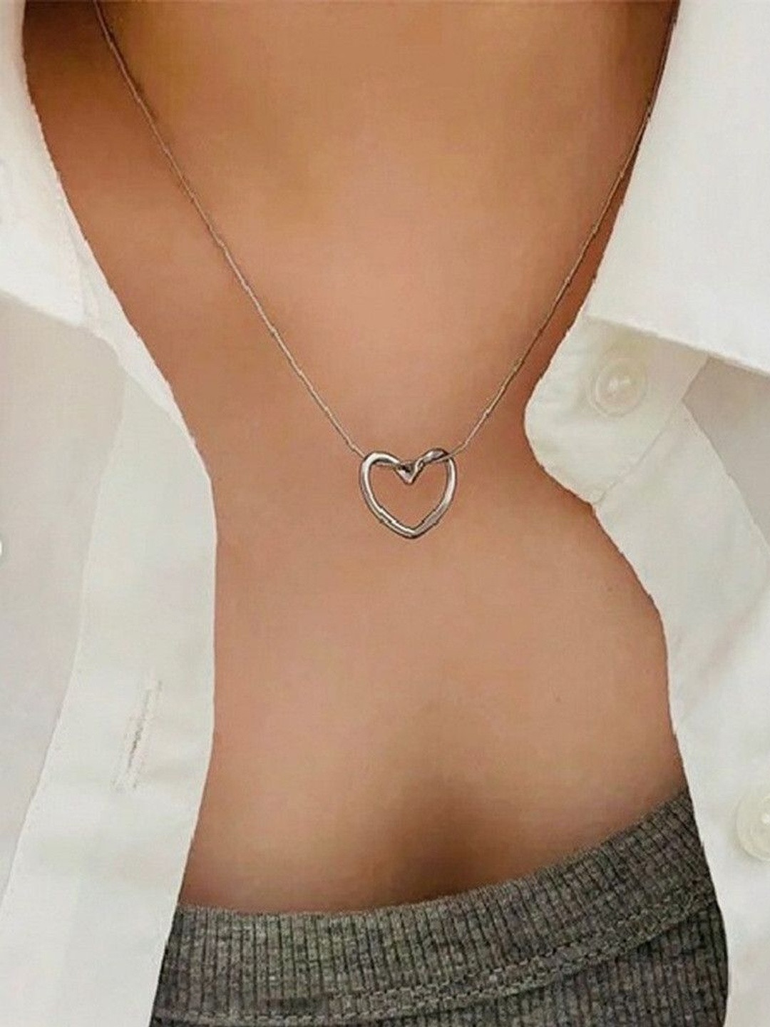 WHITECRAFT Silver-Plated Heart Shaped Pendants with Chains