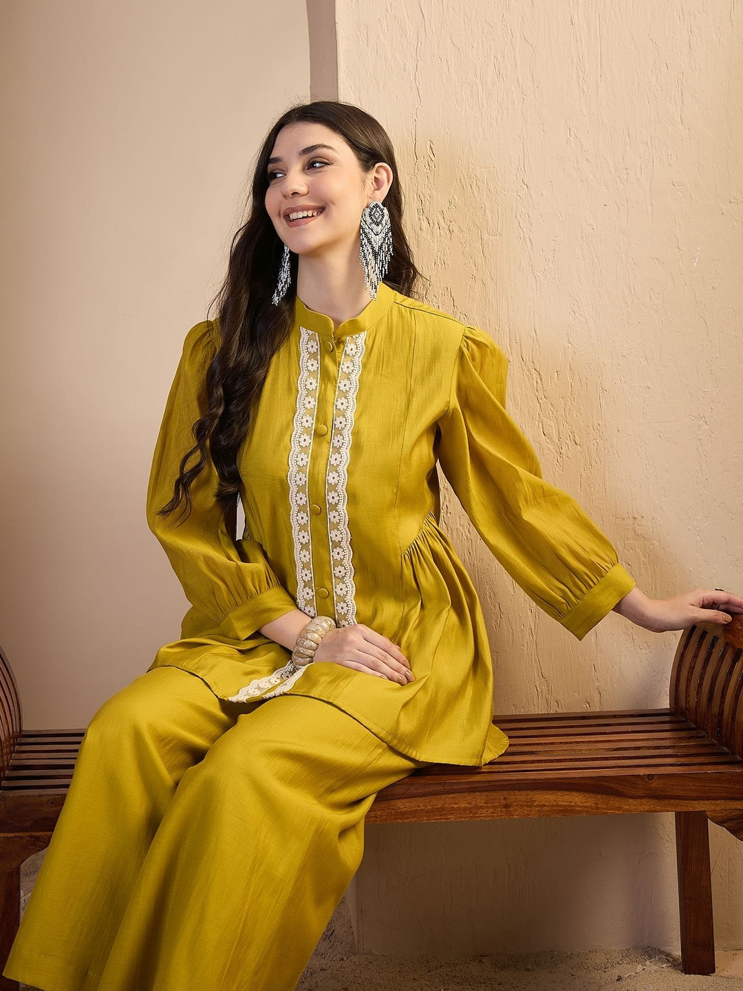 Inddus Chanderi Cotton Panelled Kurti