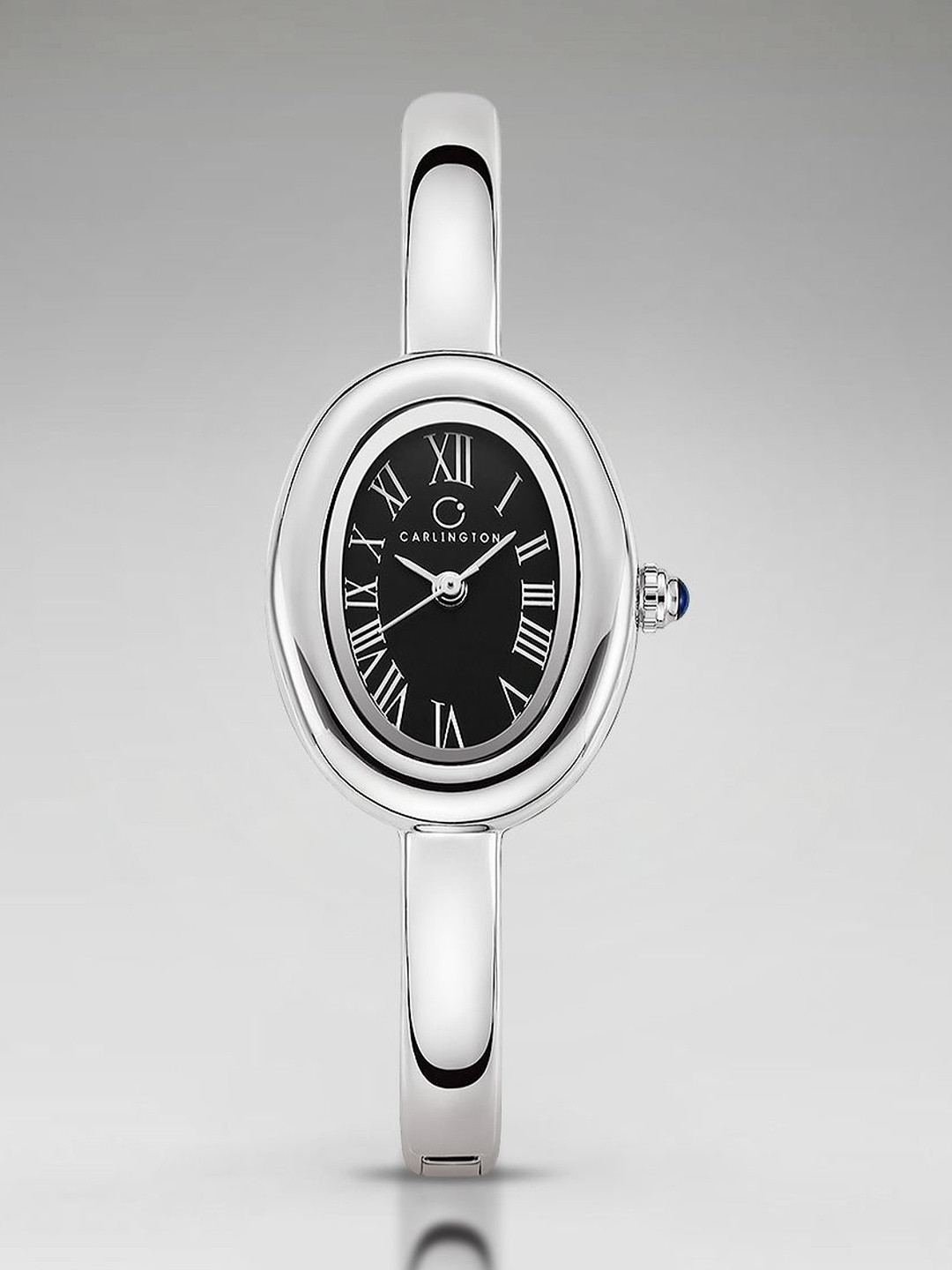 CARLINGTON Women Dial & Stainless Steel Straps Analogue Watch Diva 122 Steel Black